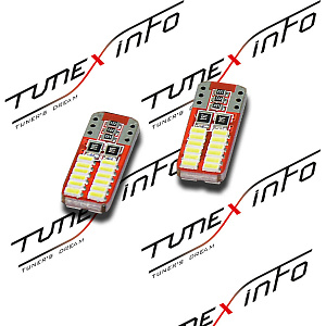 Лампы светодиодные T10 12V внутрисалонные 1224-W, 2шт